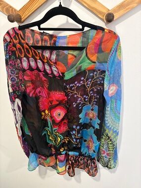 Desigual Sheer Multicolor Floral blouse
